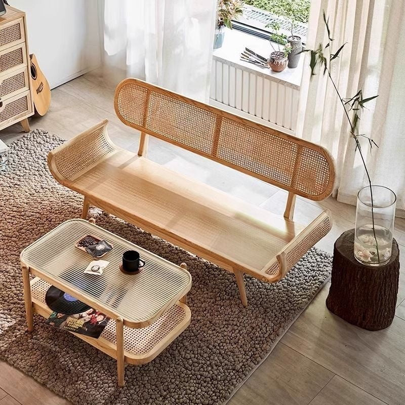 Sofa Rajutan Kayu Padu Perancis Ruang Tamu Malas Rotan Kerusi Santai Dalaman Kecil Kreatif
