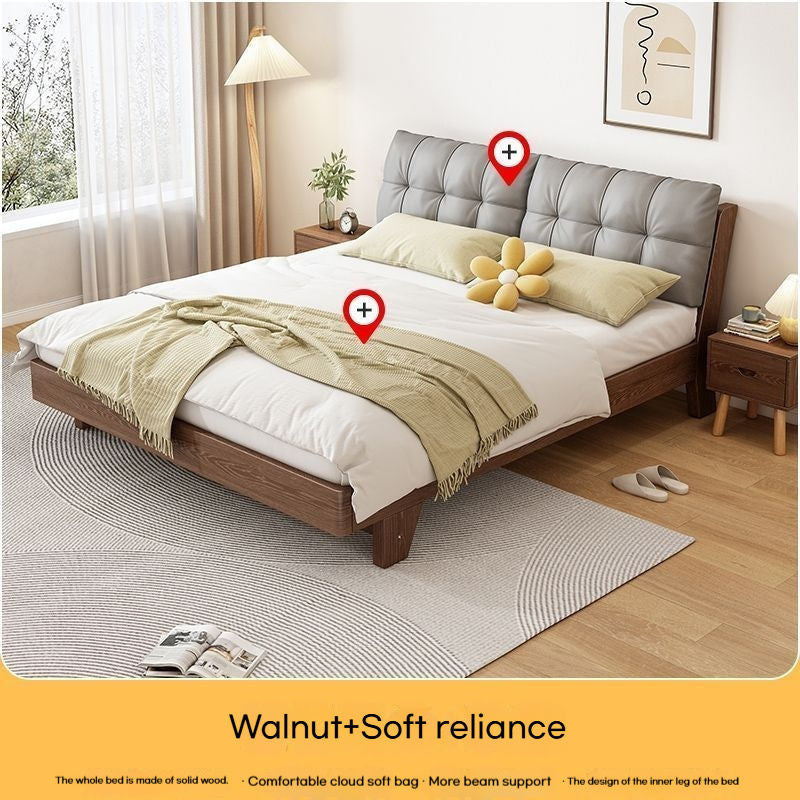 Nordic Solid Wood Full Single 1m x2m Cream Wind Big Bedroom Modern Soft Pack Small Double Bed