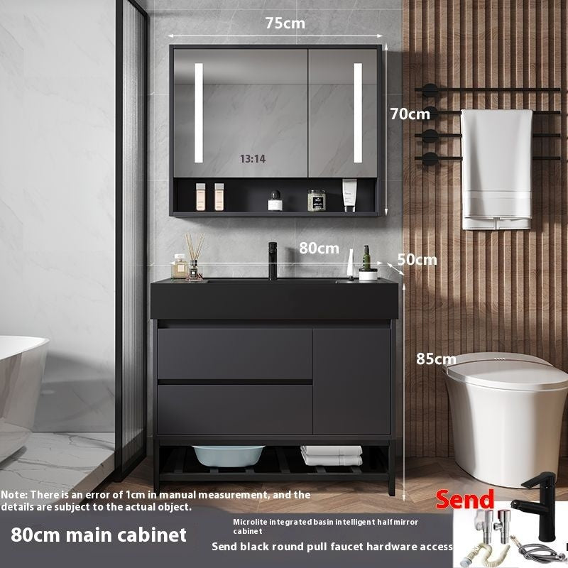 Kabinet Penyimpanan Kayu Asli Kaca Pintar QW-, Sinki Bilik Mandi Nano 