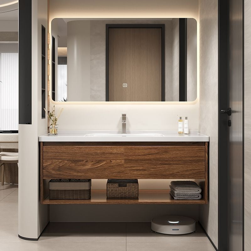 QW- Hua To wood cabinet Smart mirror in the bathroom Bathroom sink set