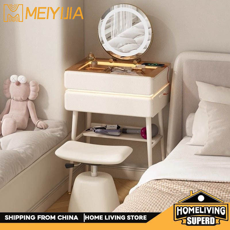 Meja Solek Mini Bilik Tidur Kecil Moden Ringkas Pelbagai Fungsi Kaca Keselamatan Gaya Baharu