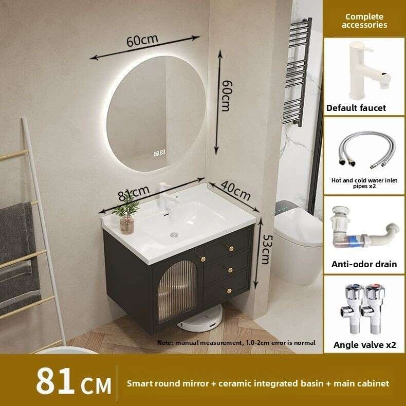 QW- Kabinet kaca pintar untuk storan bilik mandi, lebar 40 cm.