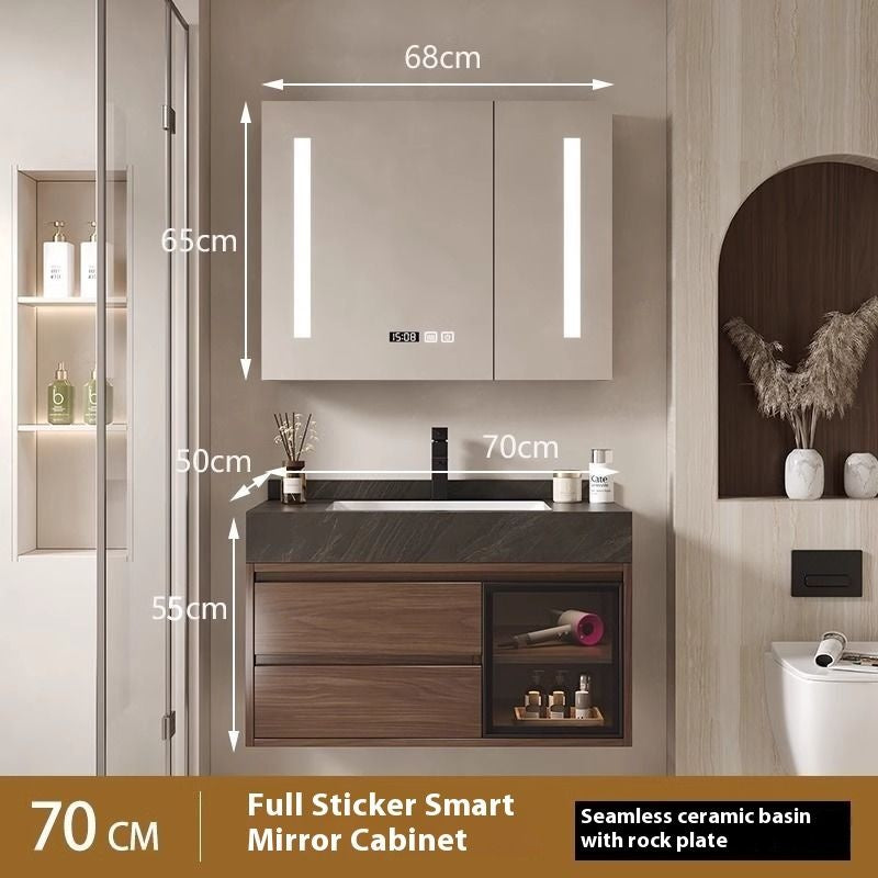 Kabinet Penyimpanan Kayu Asli Cermin Pintar QW- di Bilik Mandi, Set Singki Bilik Mandi 