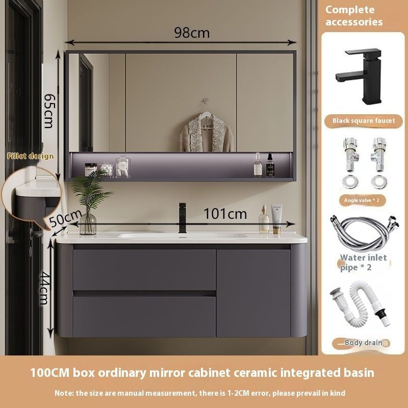 Kabinet Penyimpanan QW- Ins Style, Kabinet Cermin Pintar untuk Bilik Mandi, Set Singki Bilik Mandi 