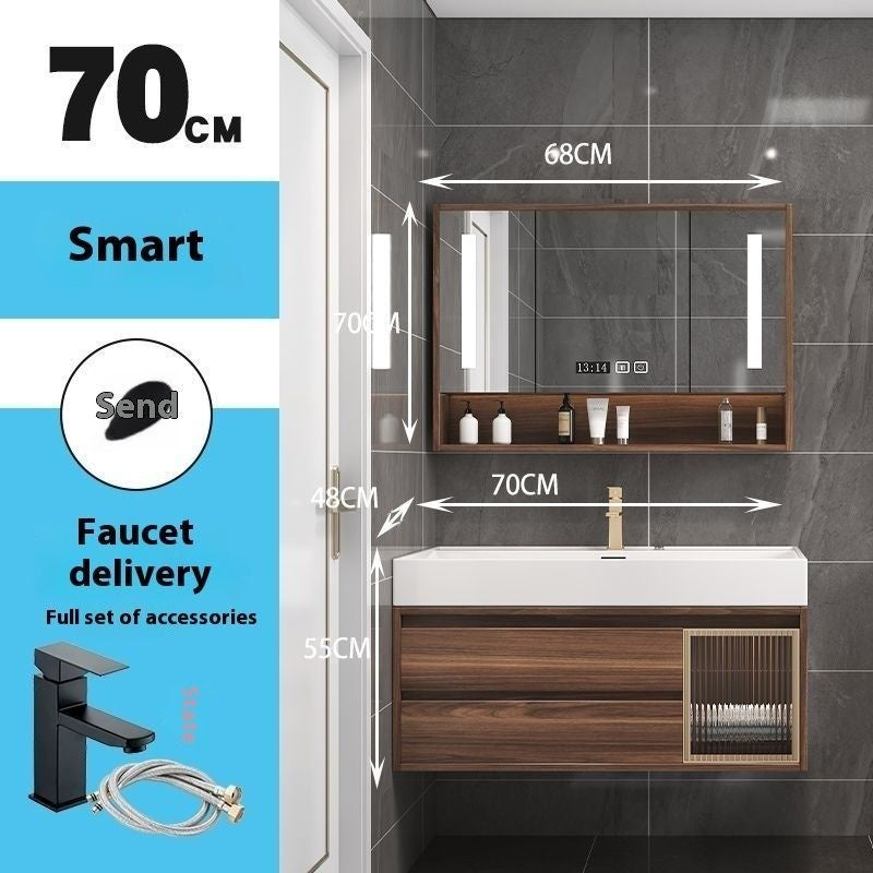 QW- Smart Mirror Real Wood Storage Cabinet in the Bathroom, Bathroom Sink Set