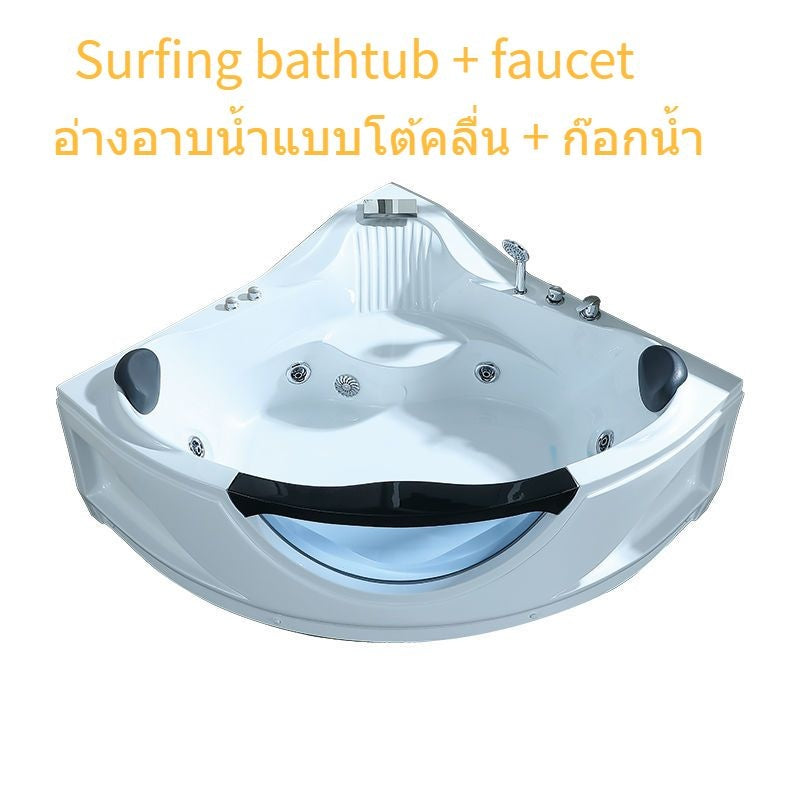 QW- Fan-shaped Acrylic Bathtub With massage system and colored lights