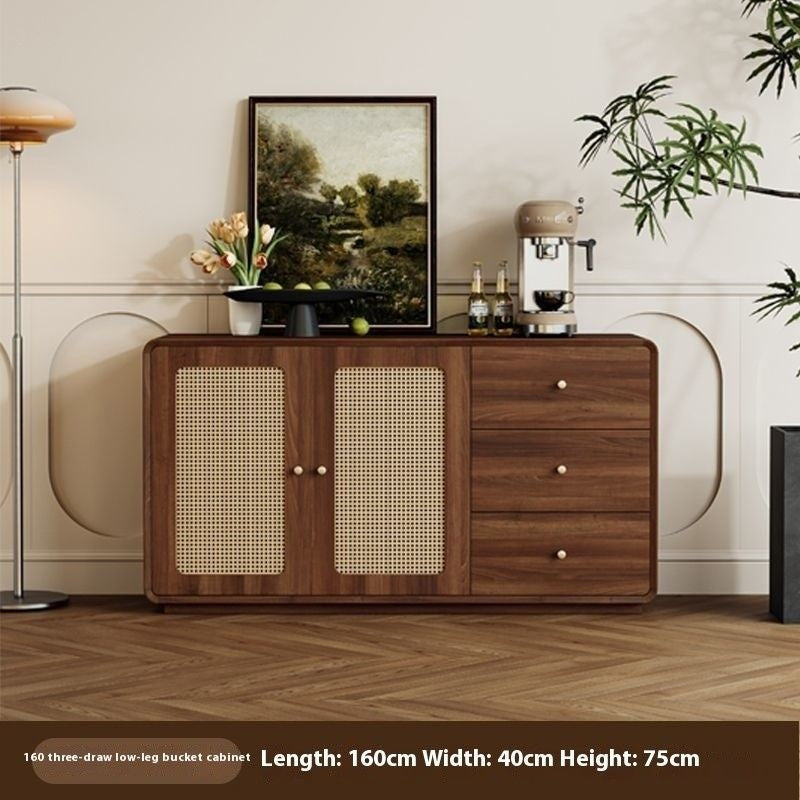 Rattan Woven Round Solid Wood Cabinet One Dressing Table Main Bedroom Corner Foldable