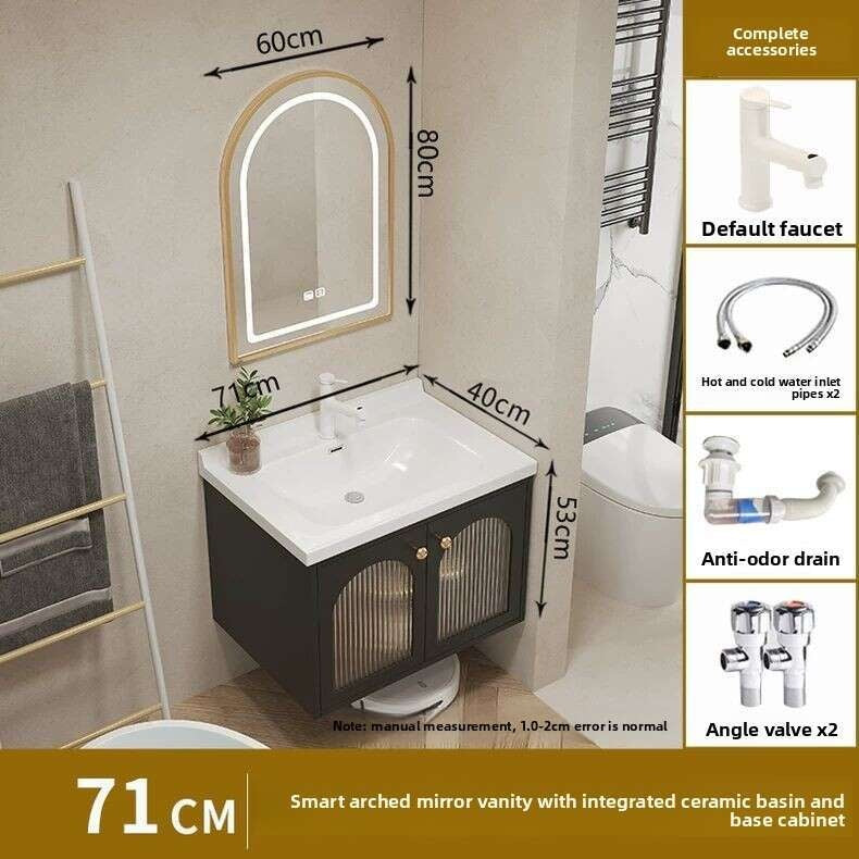 QW- Kabinet kaca pintar untuk storan bilik mandi, lebar 40 cm.