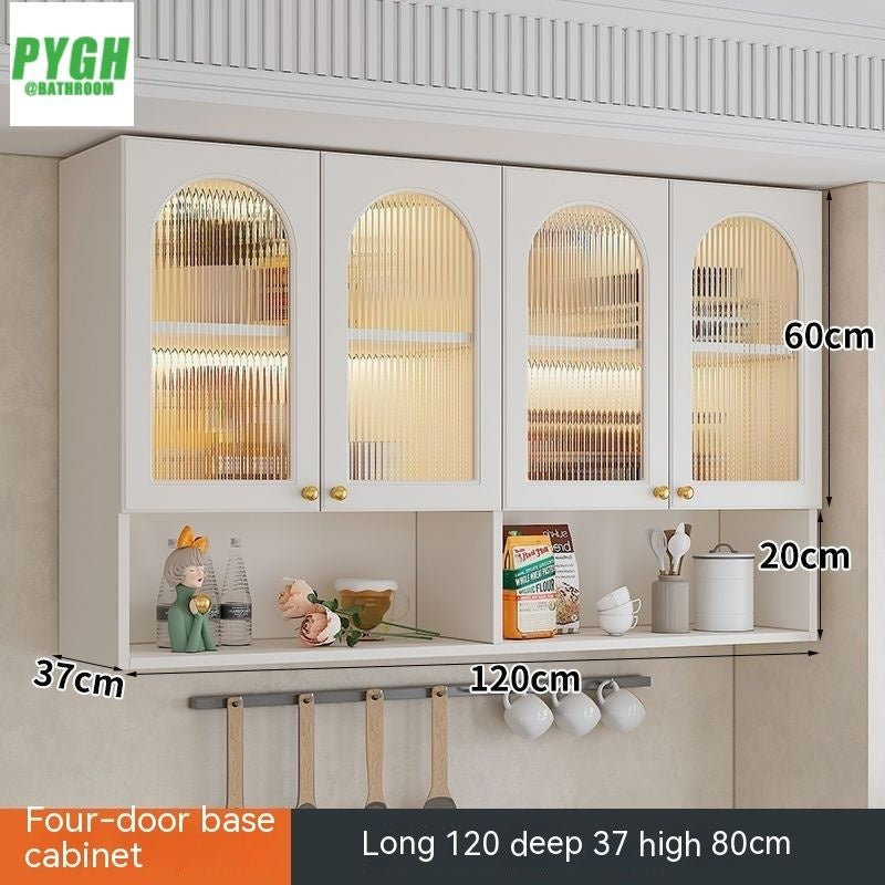 QW- Massif Wooden Kitchen Hanging French Style Wall Mounted Storage Cabinet