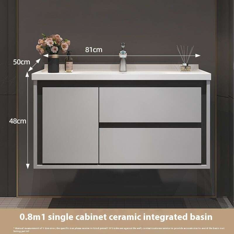 Kabinet Penyimpanan Kayu Oak QW- Set Singki Cermin Pintar di Bilik Mandi 