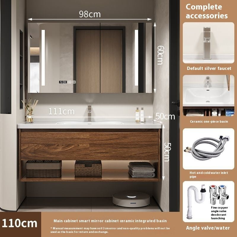 QW- Hua To wood cabinet Smart mirror in the bathroom Bathroom sink set
