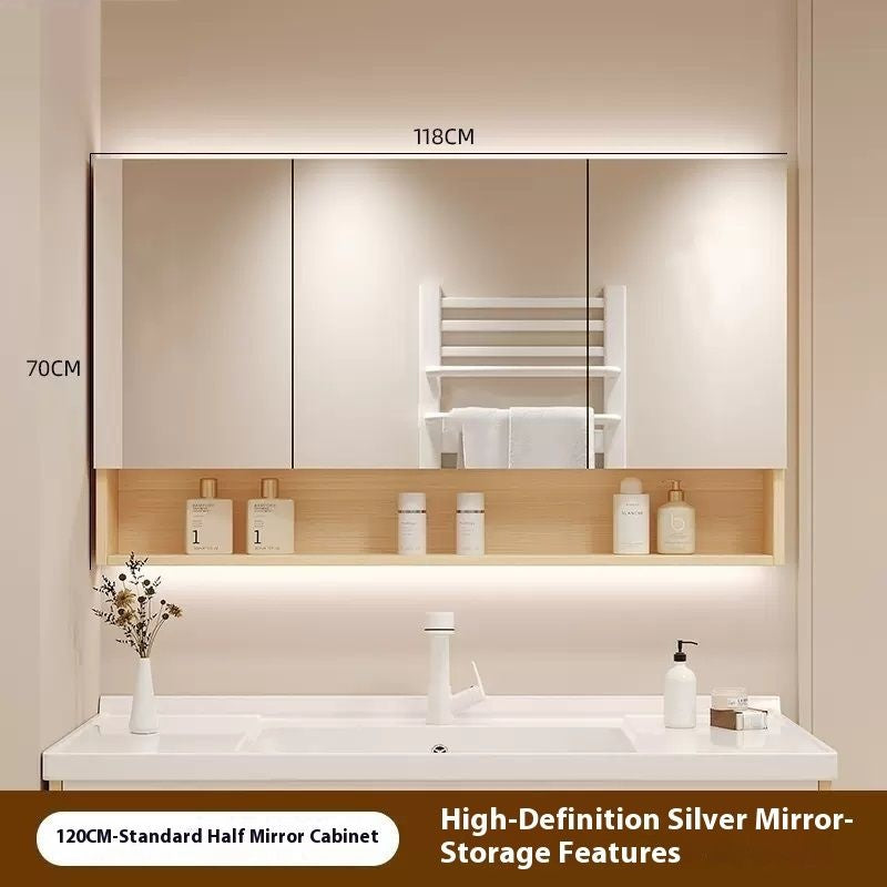 QW- Smart mirror made of real wood, mirror, bathroom storage cabinet
