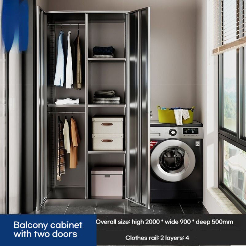 wardrobe 304 Stainless Steel Balcony Storage Clothes Changing Shoe Cabinet, Shelves, Multi-layer Bedroom Shelves