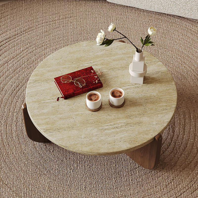 Slate Coffee Solid Wood Simple Living Room Home Round Creative Marble Sofa Low Table