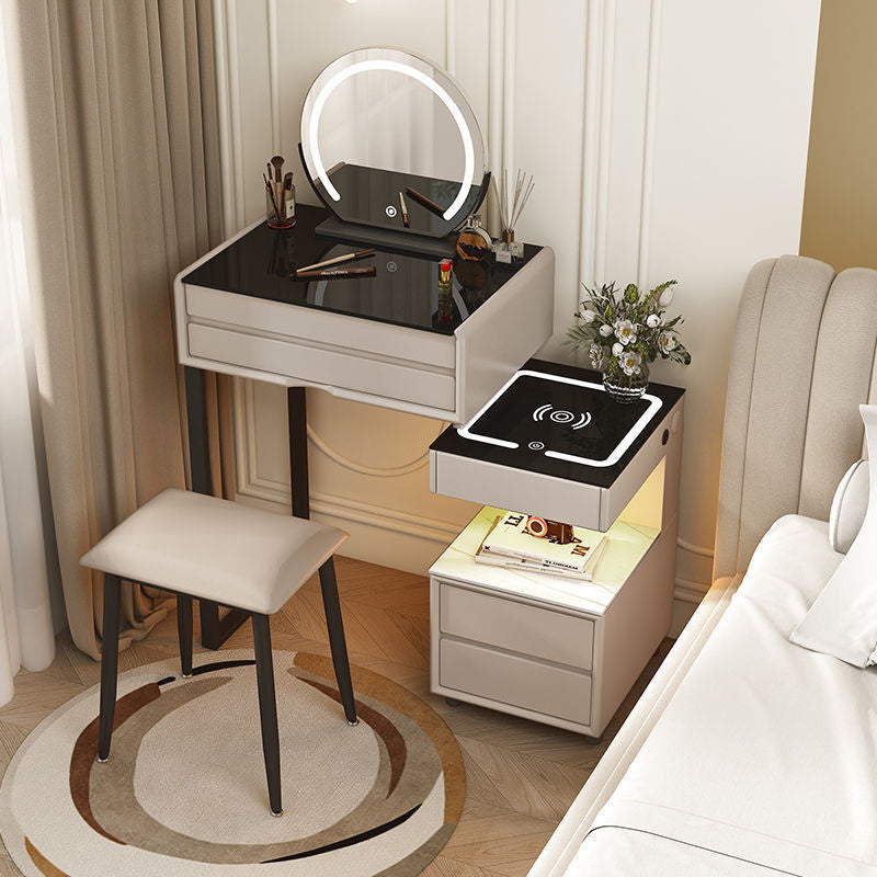 Smart Solid Wood Dressing Table Wireless Charging Bedroom Makeup Single Cabinet Modern Simple