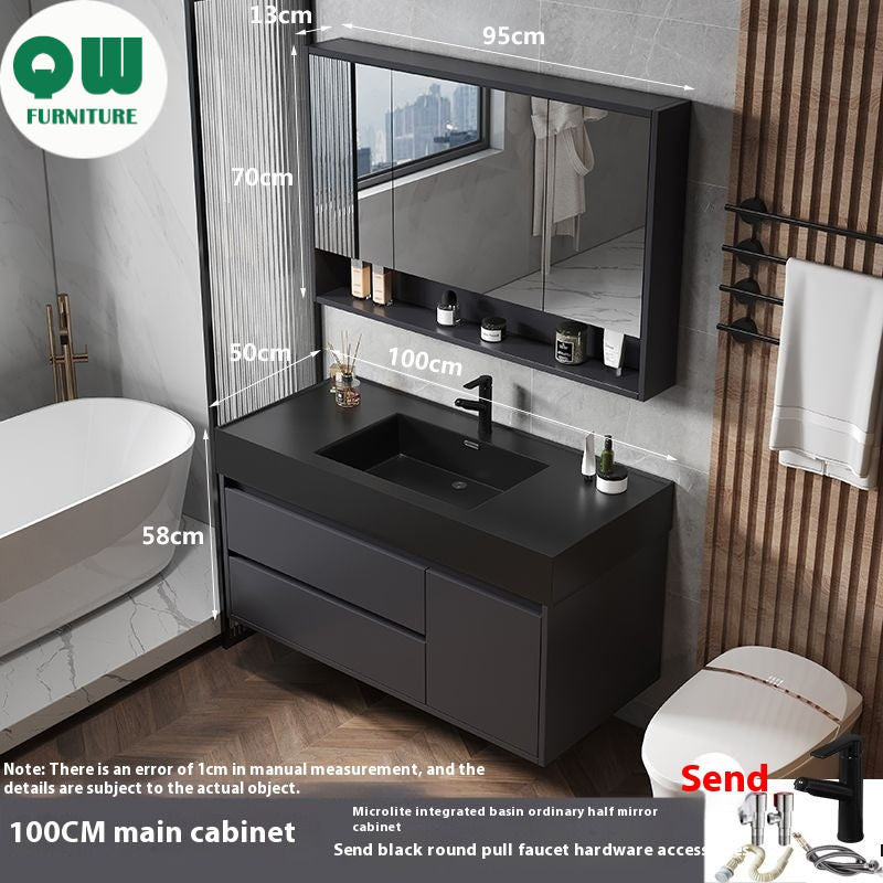 Kabinet Penyimpanan Kayu Asli Kaca Pintar QW-, Sinki Bilik Mandi Nano 