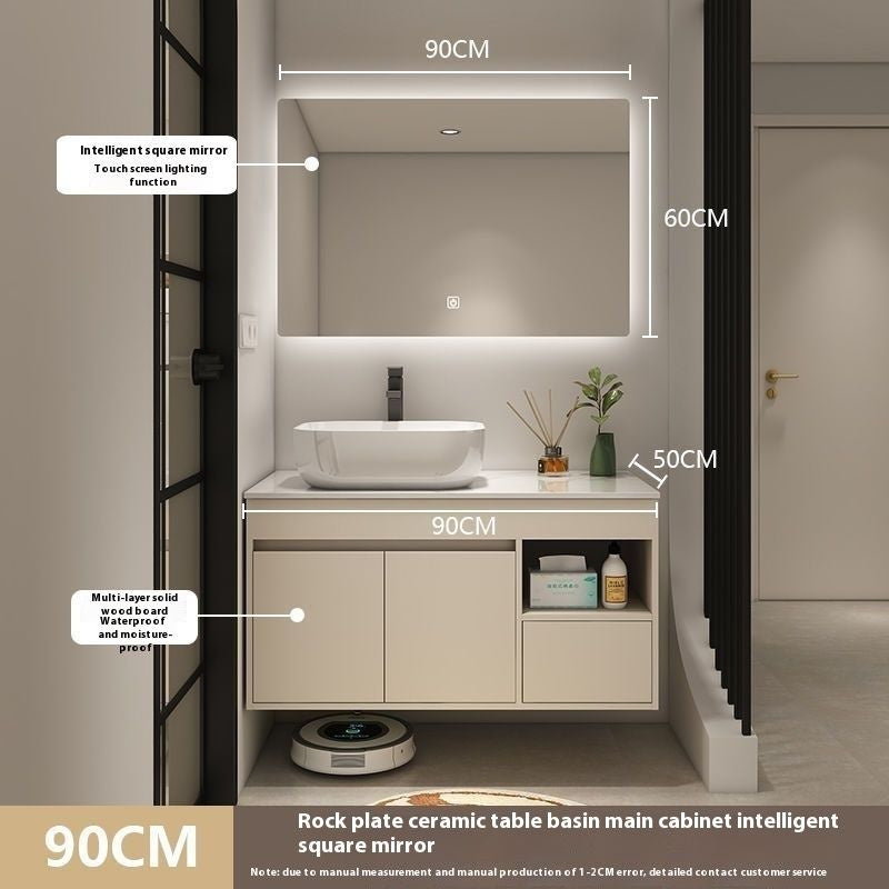 QW- Bilik Mandi Pintar, Kabinet Penyimpanan Bilik Mandi Cermin, Set Besen 