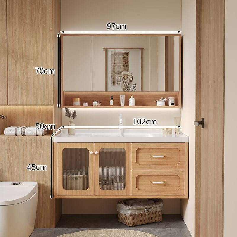 QW- Solid Wood Storage Smart Mirror Cabinet Bathroom Sink Set