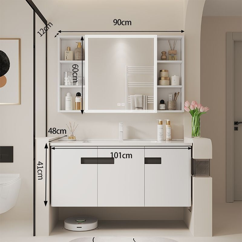 QW- alloy Aluminum makes a storage cabinet for the bathroom, mirror cabinet, and sink set.