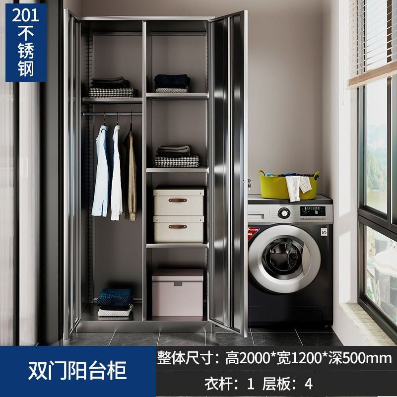 wardrobe 304 Stainless Steel Balcony Storage Clothes Changing Shoe Cabinet, Shelves, Multi-layer Bedroom Shelves
