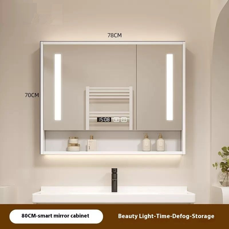 QW- Smart mirror made of real wood, mirror, bathroom storage cabinet