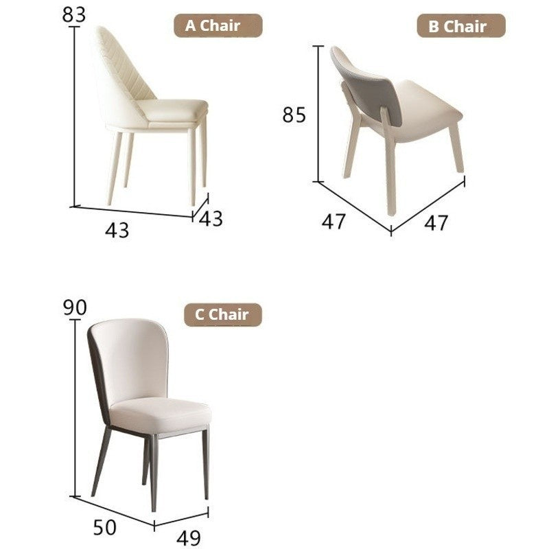 Modern Cream White Stone Table Set with Chairs - Stylish Home Dining Solution
