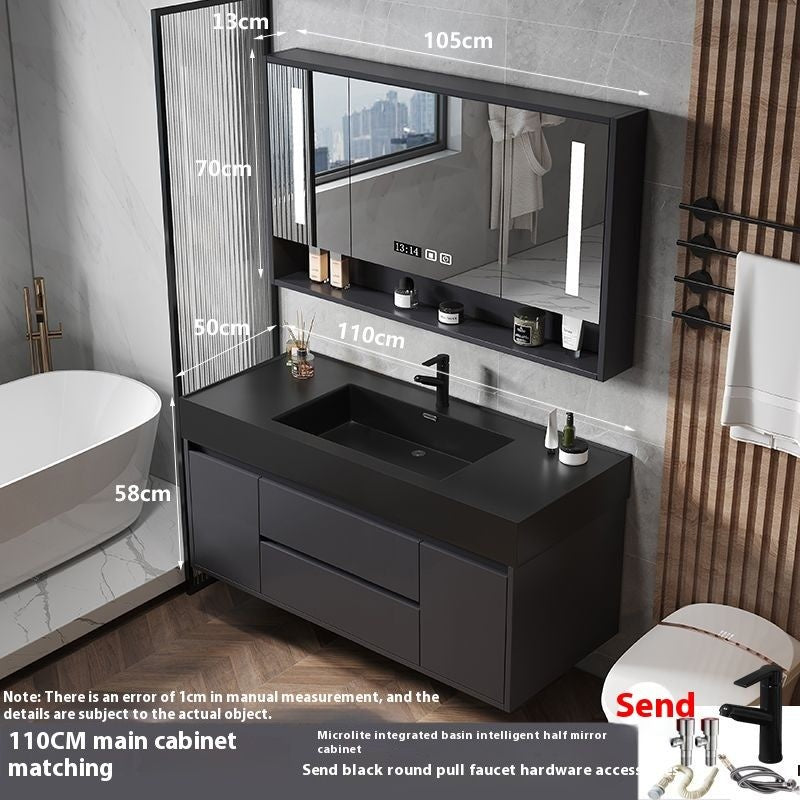 Kabinet Penyimpanan Kayu Asli Kaca Pintar QW-, Sinki Bilik Mandi Nano 