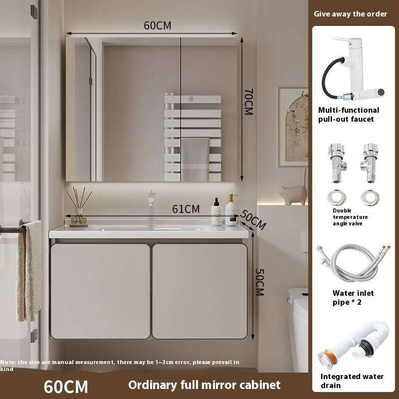 QW- Kabinet simpanan kayu asli cermin pintar di bilik mandi, sinki bilik mandi 