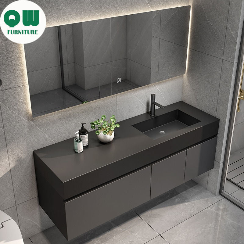 QW- Custom-made Real Wood Storage Cabinet Smart Mirror Sink in the Bathroom