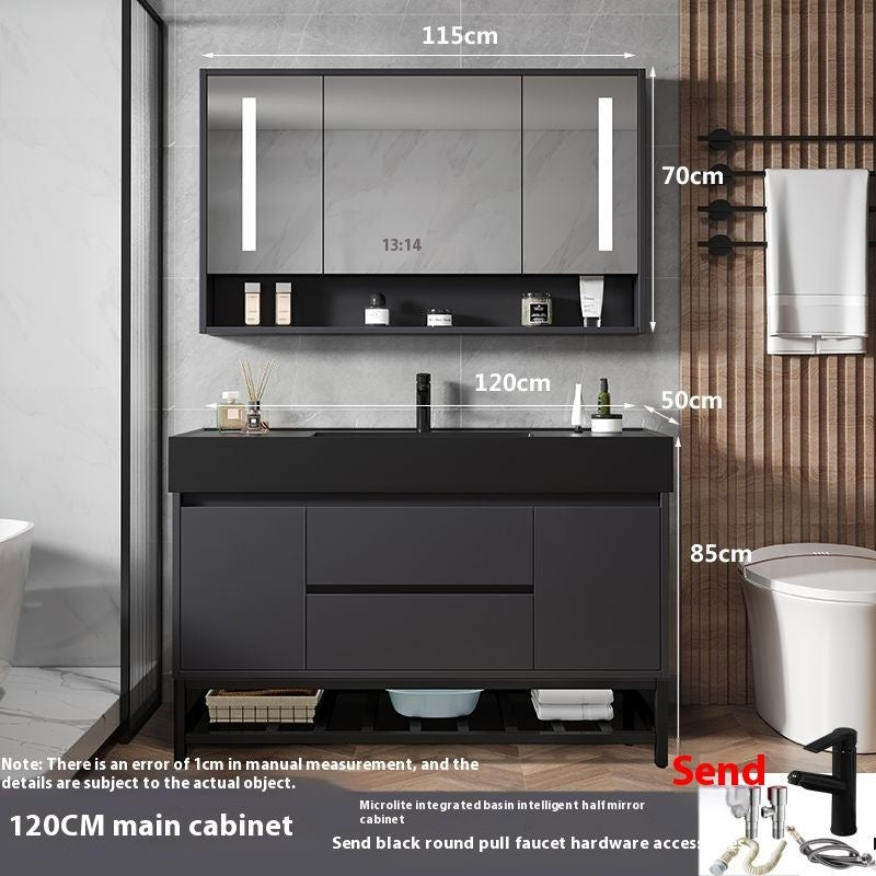 Kabinet Penyimpanan Kayu Asli Kaca Pintar QW-, Sinki Bilik Mandi Nano 
