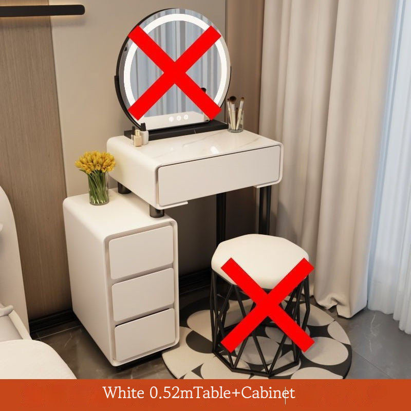 Solid Wood Bedside Table, Simple Dressing Table with Bin Cabinet for Home