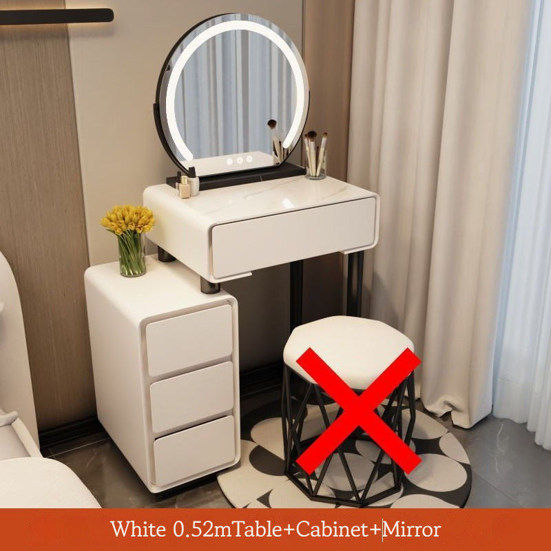 Solid Wood Bedside Table, Simple Dressing Table with Bin Cabinet for Home
