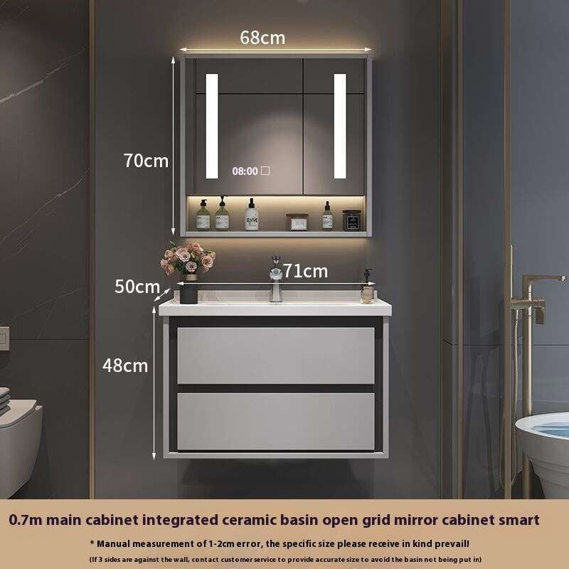 Kabinet Penyimpanan Kayu Oak QW- Set Singki Cermin Pintar di Bilik Mandi 