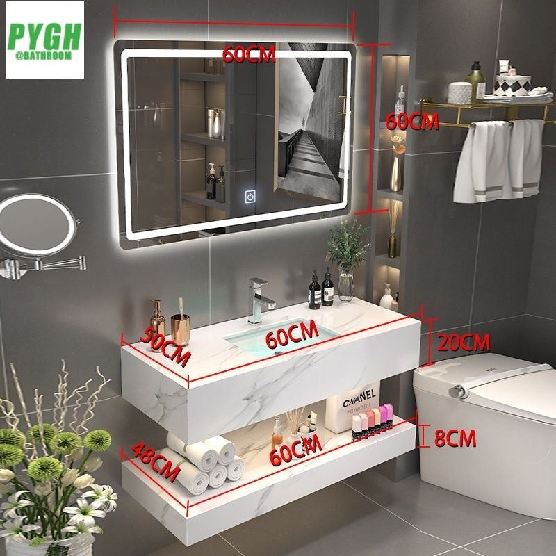 QW- Marble Sink Storage Cabinet Smart Mirror in the Bathroom
