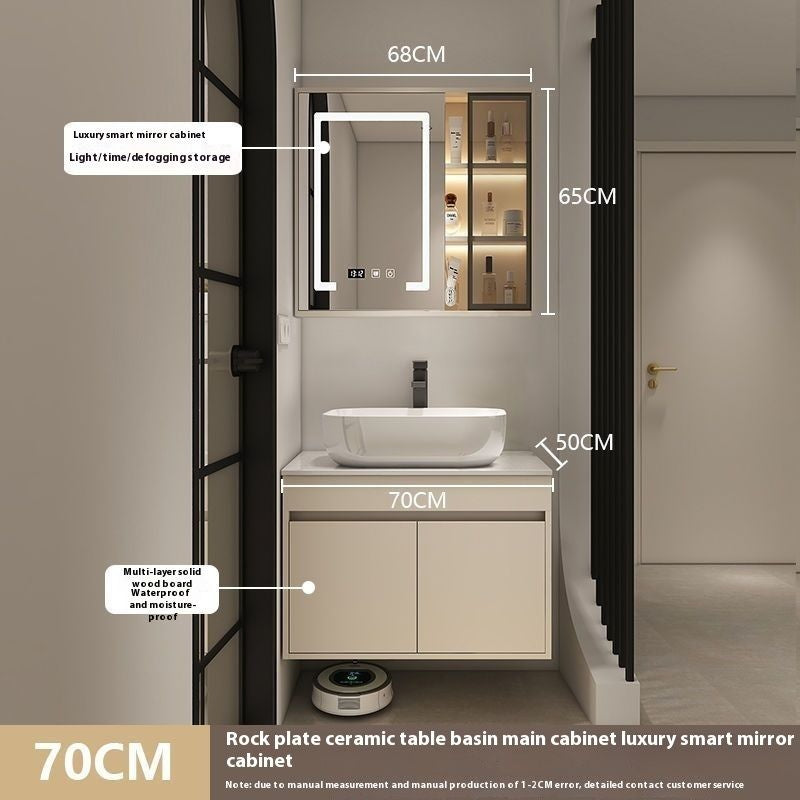 QW- Bilik Mandi Pintar, Kabinet Penyimpanan Bilik Mandi Cermin, Set Besen 