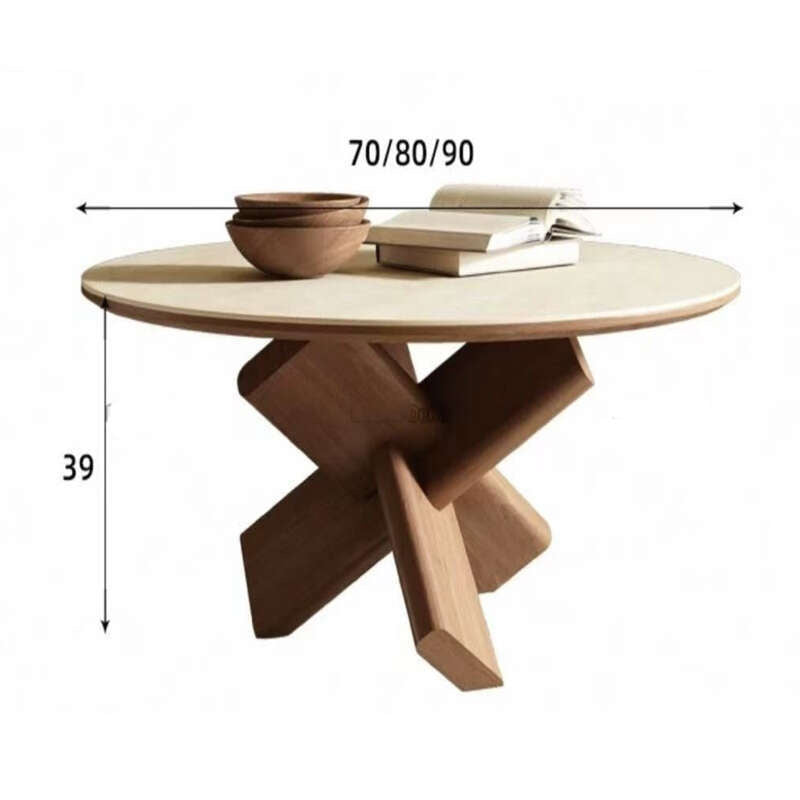 Meja kopi, papan batu, kayu padu, dowel bulat dan asas abu putih, ruang tamu, meja kopi rumah.