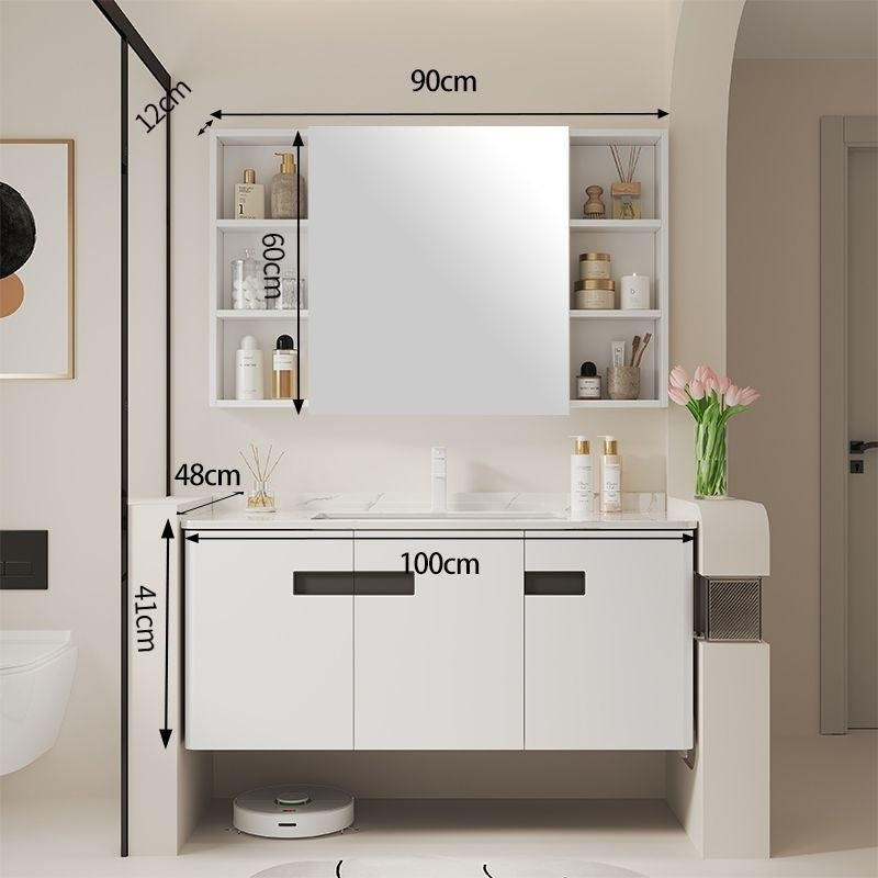 QW- alloy Aluminum makes a storage cabinet for the bathroom, mirror cabinet, and sink set.