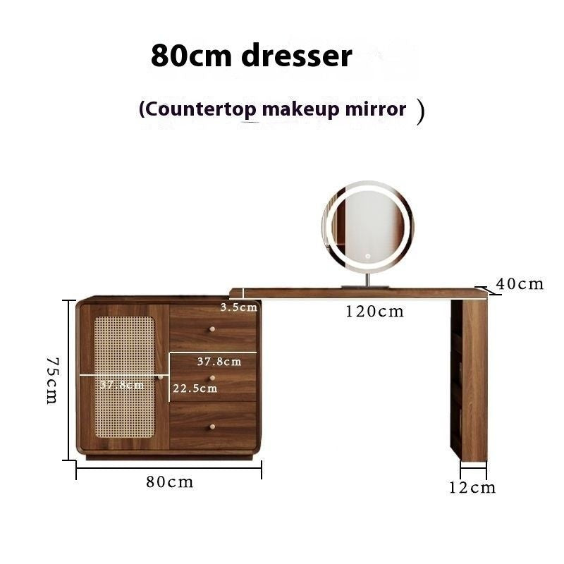 Rattan Woven Round Solid Wood Cabinet One Dressing Table Main Bedroom Corner Foldable