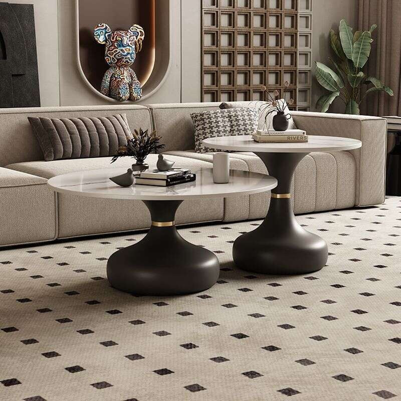 Set batu tulis untuk ruang tamu rumah Meja sisi sofa kopi kecil, meja bulat kecil