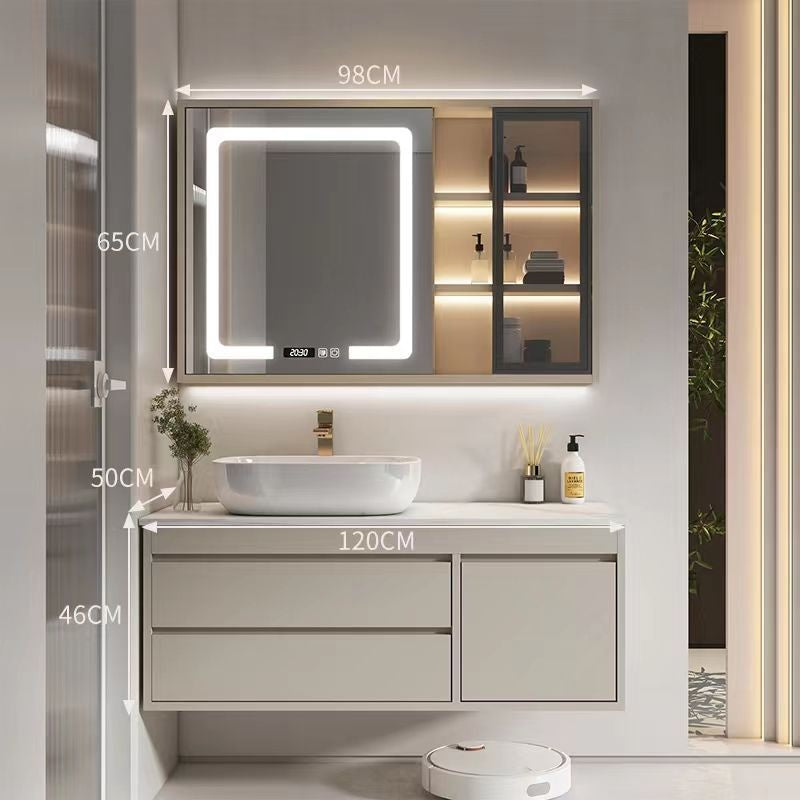 QW- Made of Real Wood, Smart Mirror in Bathroom, Bathroom Sink Storage Cabinet