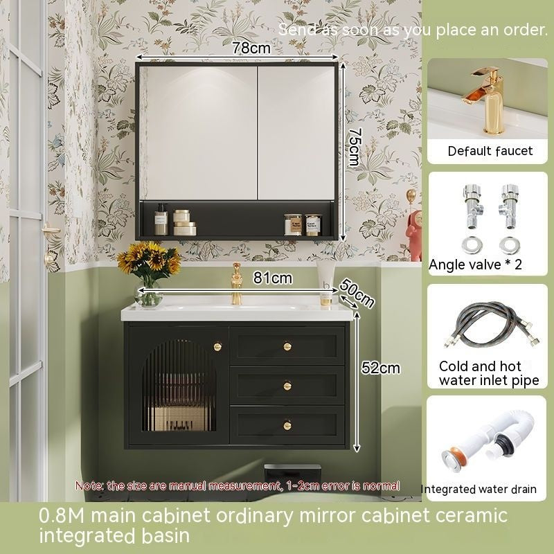 QW- Sink Smart Bathroom Mirror Cabinet Storage cabinet made of real wood in the bathroom