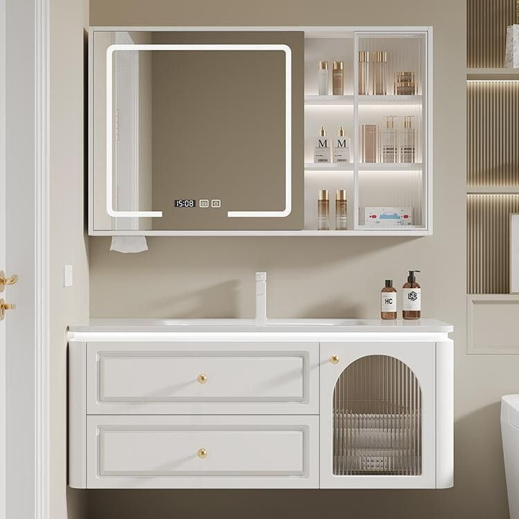 QW- French Cream Style Storage Cabinet Smart Mirror in the Bathroom Sink