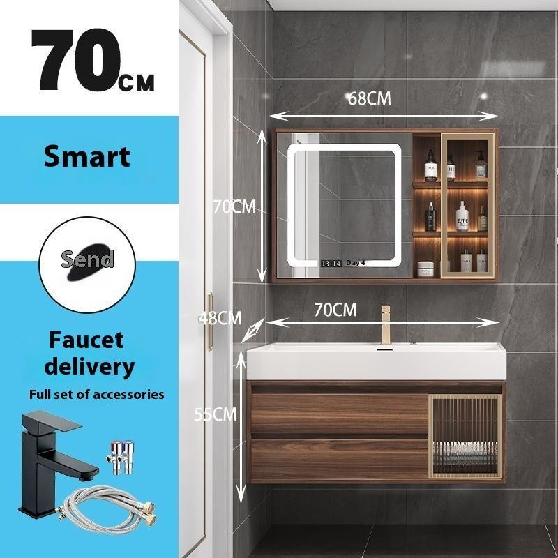 QW- Smart Mirror Real Wood Storage Cabinet in the Bathroom, Bathroom Sink Set