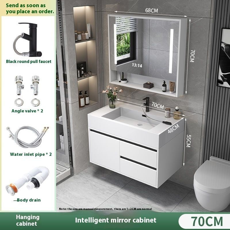 QW- Real Wood Storage Smart Mirror Cabinet Sink Set in the Bathroom