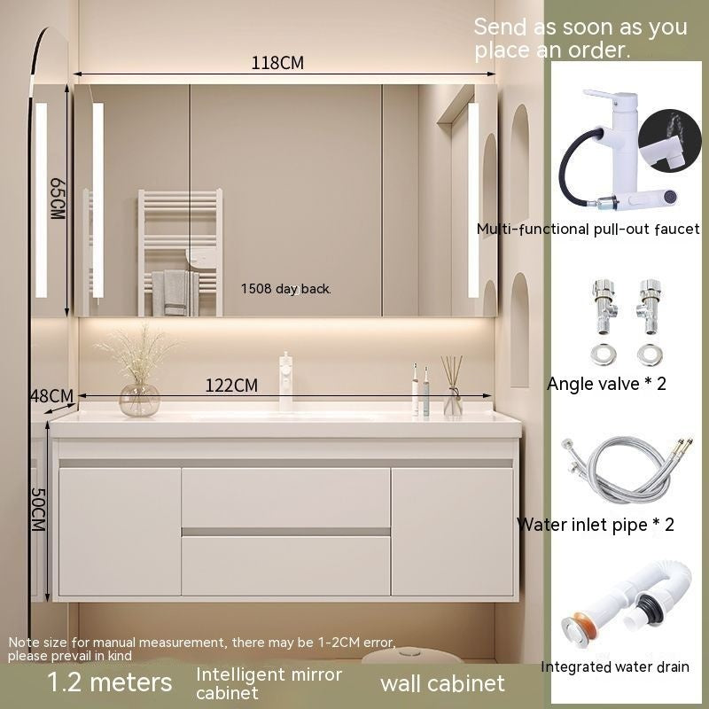 QW- Cream Style Storage Smart Mirror Cabinet Bathroom Sink Set
