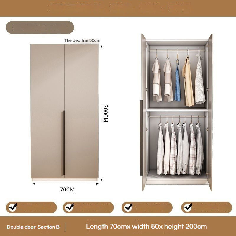 Kabinet Penyimpanan Dua Pintu Bilik Tidur Rumah Kayu Padu Pemasangan Mudah Almari Pakaian Kecil