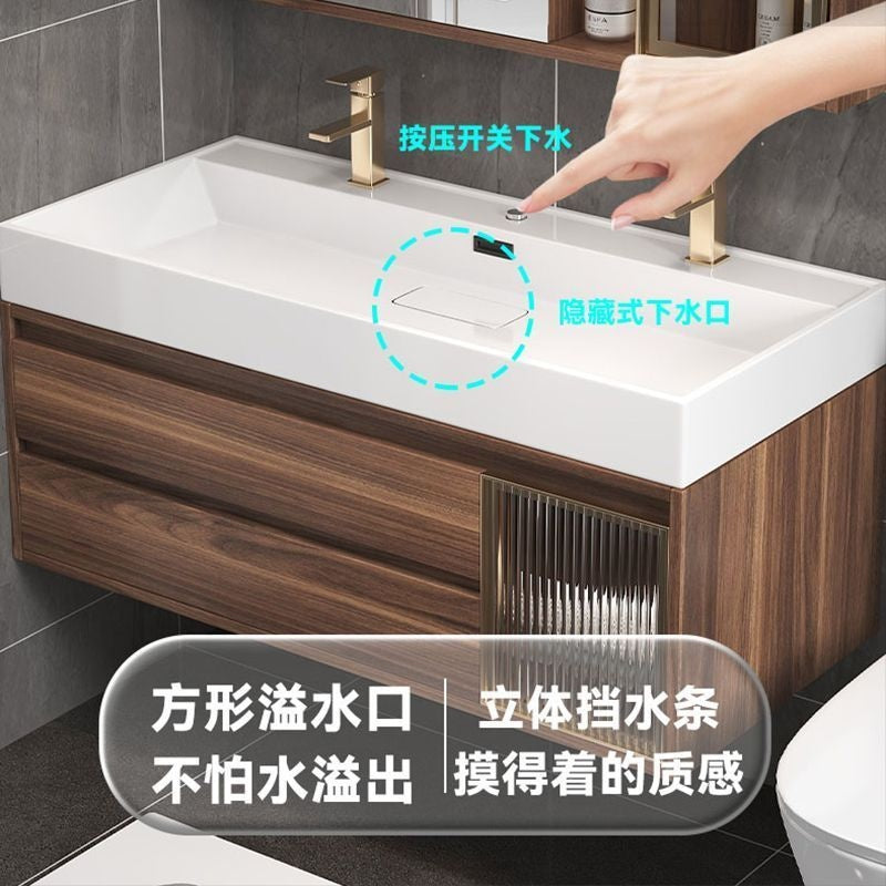 QW- Smart Mirror Real Wood Storage Cabinet in the Bathroom, Bathroom Sink Set