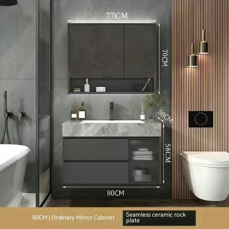 Kabinet Kaca Pintar Penyimpanan Bilik Mandi QW- Rockboard Sinki 