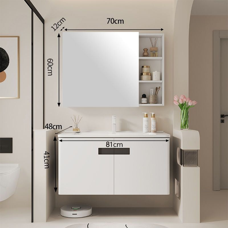 QW- alloy Aluminum makes a storage cabinet for the bathroom, mirror cabinet, and sink set.