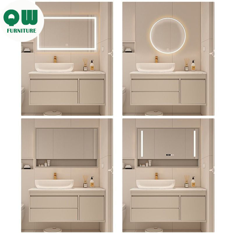 QW- Made of Real Wood, Smart Mirror in Bathroom, Bathroom Sink Storage Cabinet
